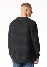 Woodz Men's Varsity Cardigan Sweater, Htr Charcoal - BM24906
