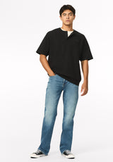 Kafael henley texturé à manches longues pour homme, Noir - BM24940