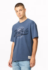 Tulian t-shirt à motif Buffalo pour homme, Indigo vintage - BM24965