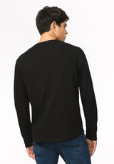 Kambo henley côtelé à manches longues pour homme, Noir - BM24974