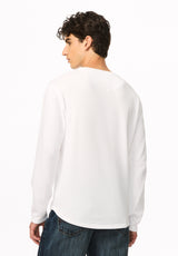 Kambo henley côtelé à manches longues pour homme, Blanc - BM24974