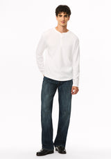 Kambo henley côtelé à manches longues pour homme, Blanc - BM24974