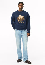 Wendor Men's Buffalo Graphic Crew Neck Sweater, Whale - BM24986