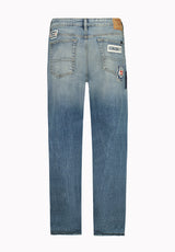 Ruffer Men's Easy Fit Patched Jeans, Contrast Sanded - BM26197