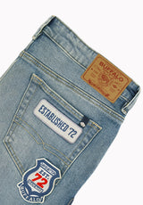Ruffer Men's Easy Fit Patched Jeans, Contrast Sanded - BM26197