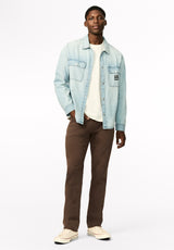 Simon chemise surdimensionnée en denim pour homme, Délavage bleu pâle - BM26290