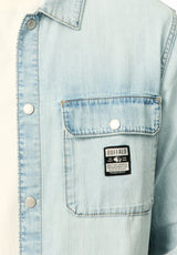Simon chemise surdimensionnée en denim pour homme, Délavage bleu pâle - BM26290