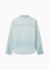 Simon chemise surdimensionnée en denim pour homme, Délavage bleu pâle - BM26290