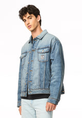 Joe Men's Oversized Stretch Denim Trucker Jacket, Sanded Wash - BM26303