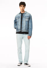 Joe Men's Oversized Stretch Denim Trucker Jacket, Sanded Wash - BM26303