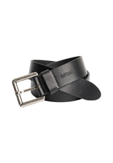 Square Buckle Black Buffalo Leather Belt - BB1000C04