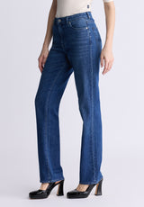 Mid Rise Straight Mary Women's Jeans, Contrasting Indigo - BL15988