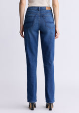 Mid Rise Straight Mary Women's Jeans, Contrasting Indigo - BL15988