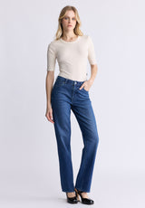 Mid Rise Straight Mary Women's Jeans, Contrasting Indigo - BL15988