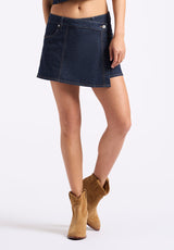 Buffalo David Bitton Olivia Women's Denim Skort with Overlap Detail color INDIGO