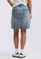 Buffalo David Bitton Sophia High Waist Mid Length Jean Skirt color INDIGO