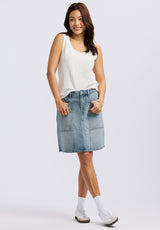 Buffalo David Bitton Sophia High Waist Mid Length Jean Skirt color INDIGO