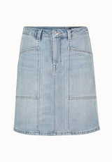 Sophia High Waist Mid Length Jean Skirt, Indigo - BL16022