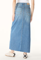 Mid Waist Maxi Skirt Sylvie, Whiskered and Worn Indigo - BL16031