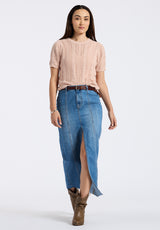 Buffalo David Bitton Mid Waist Maxi Skirt Sylvie color INDIGO