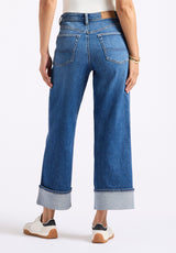 Buffalo David Bitton High Rise Wide Leg Cropped Addison Women's Jeans color INDIGO