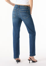 Jean droit taille haute Jayden pour femme, Indigo contrasté - BL16062