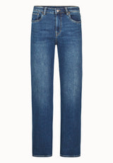 Jean droit taille haute Jayden pour femme, Indigo contrasté - BL16062