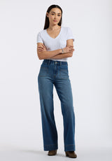 Buffalo David Bitton High Rise Wide Leg Addie Women's Jeans color INDIGO