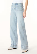High Rise Wide Leg Addie Women's Jeans, Bleached Blue - BL16065