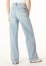 High Rise Wide Leg Addie Women's Jeans, Bleached Blue - BL16065