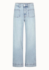 High Rise Wide Leg Addie Women's Jeans, Bleached Blue - BL16065