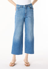 High Rise Wide Leg Cropped Addisson Women's Jeans, Indigo Sanded - BL16069