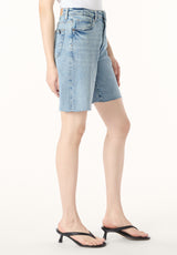 Bambi Women's High Rise Bermuda, Vintage Blue - BL16079