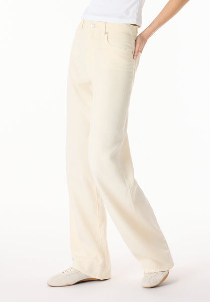 Pantalon large taille haute Addie pour femme, Vanille glacée - BL16083