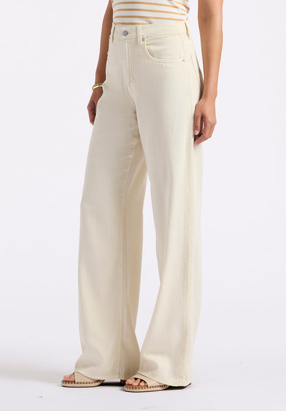 Buffalo David Bitton High Rise Wide Leg Addie Women's Pants color VANILLA ICE