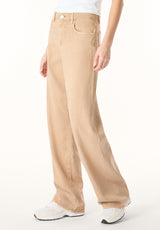 High Rise Wide Leg Addie Women's Pants, Almond Beige - BL16083