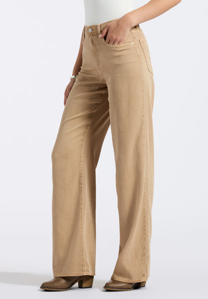 Buffalo David Bitton High Rise Wide Leg Addie Women's Pants color ALMONDINE
