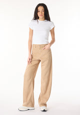 High Rise Wide Leg Addie Women's Pants, Almond Beige - BL16083