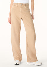 High Rise Wide Leg Addie Women's Pants, Almond Beige - BL16083