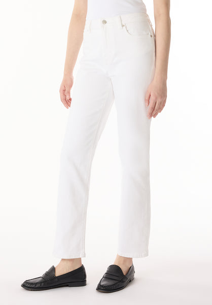 Pantalon droit taille haute Jayden pour femme, Blanc - BL16085