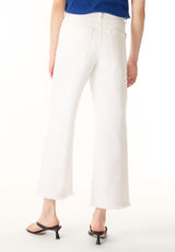 High Rise Wide Leg Cropped Addisson Women's Pants, White - BL16087