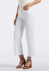 Buffalo David Bitton High Rise Wide Leg Cropped Addisson Women's Pants color PURE WHITE