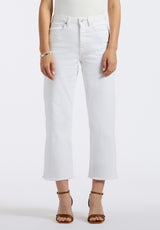 Buffalo David Bitton High Rise Wide Leg Cropped Addisson Women's Pants color PURE WHITE