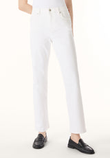 Pantalon droit taille haute Jayden pour femme, Blanc - BL16085