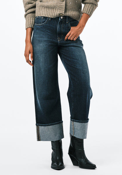High Rise Wide Leg Cropped Addisson Women's Jeans color INDIGO