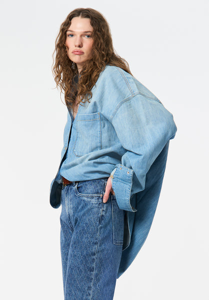 Safiya Oversized Women's Lightweight Denim Shirt color INDIGO
