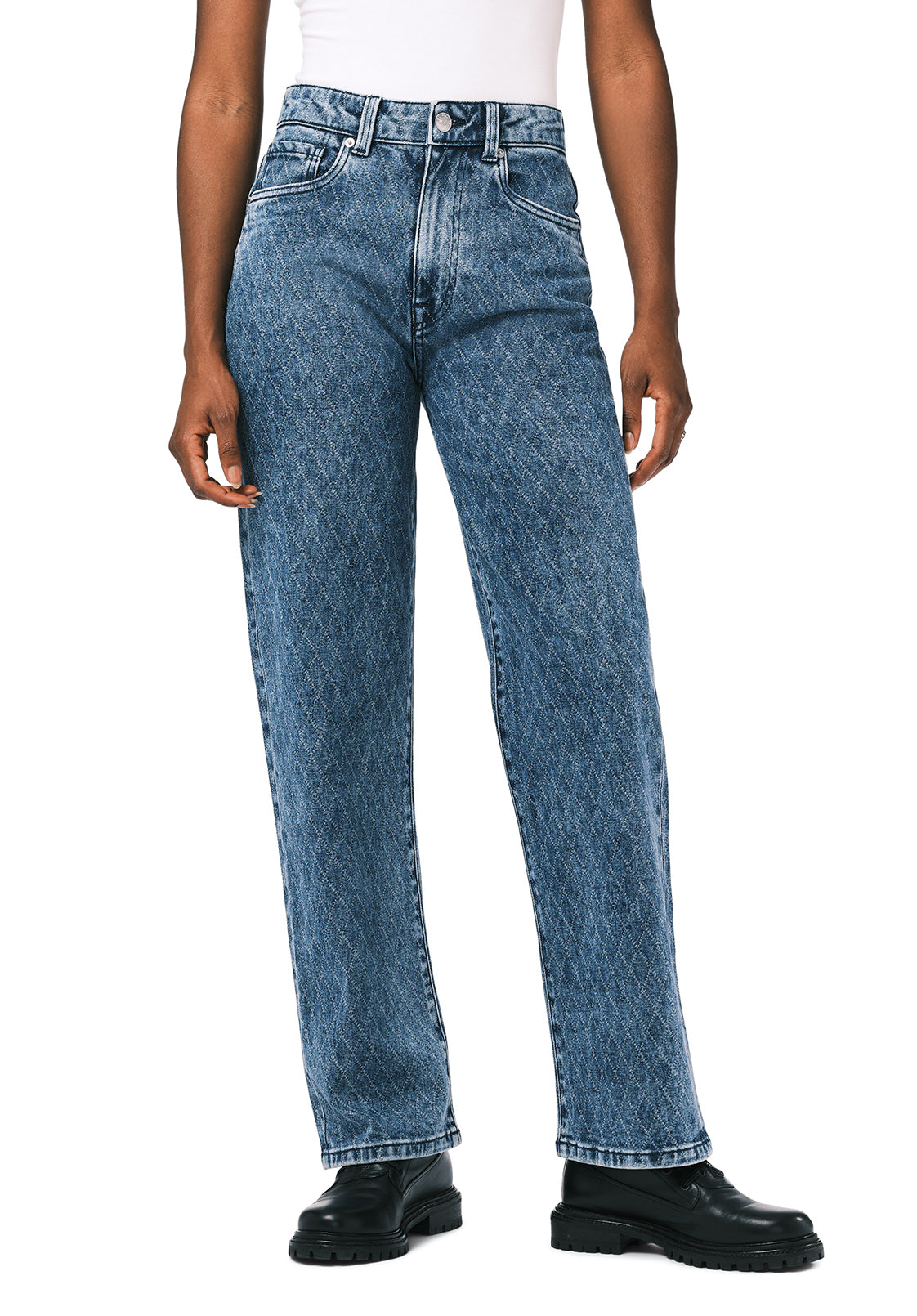 Jean Femme Oui Oui Taille W46 L32 - Coupe Classique Décoloré Marron - Occasion