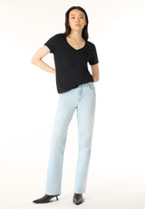 Mariah Women’s Mid Rise Straight Jeans, Light Vintage Wash - BL16206