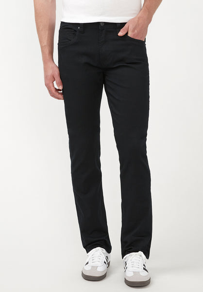 Six Men's Straight Twill Pants, Authentic Black - BM16083
