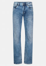 Straight Six Men's Jeans in Whiskered and Contrasted Blue - BM22634